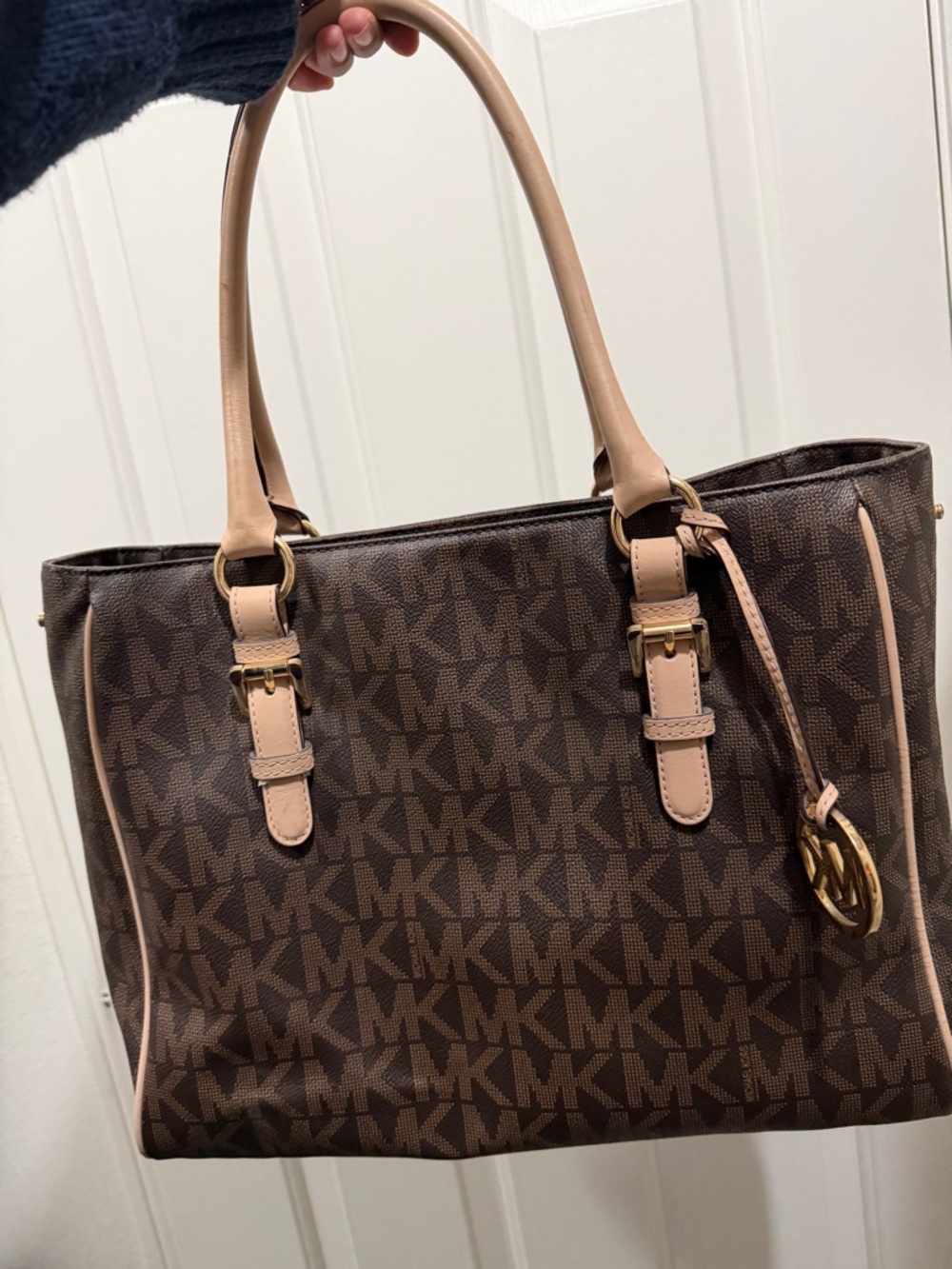Michael Kors Brown and Blush MK Logo Tote